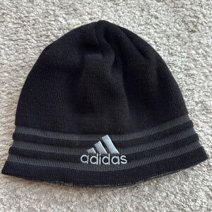 Adidas Men's Eclipse Reversible 3 Beanie Black/Gray Embroidered- Excellent Cond.